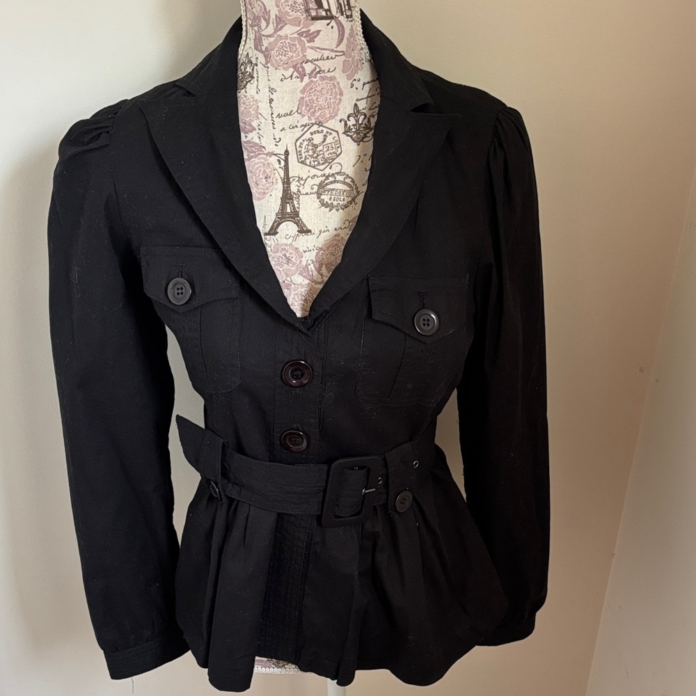 Forever 21 Black Belted Military-Style Blazer